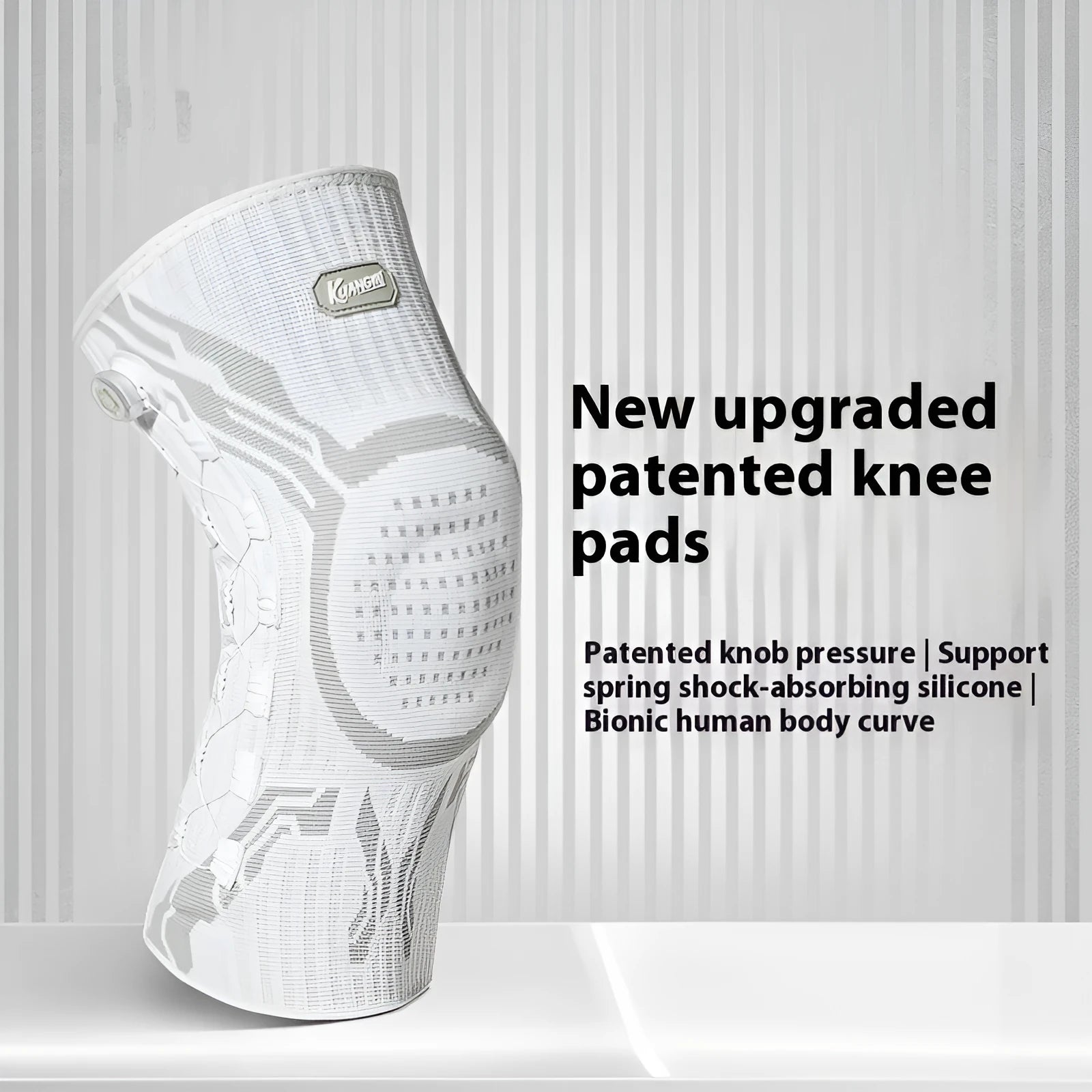 Gray and white padded sports knee pad for basketball running football badminton adult