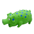 Pig-shaped latex dog chew toy with textured surface and squeaker