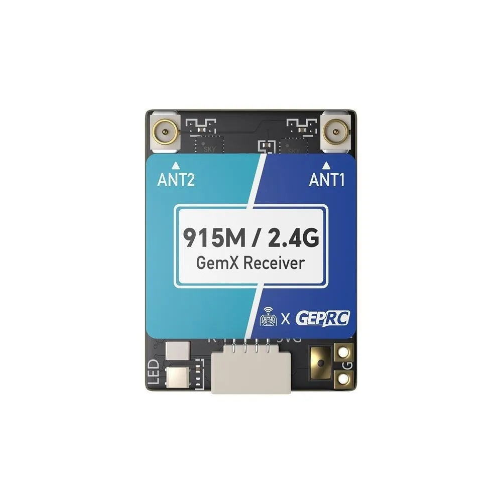 ELRS dual-frequency FPV receiver with metal casing and dual-band antennas
