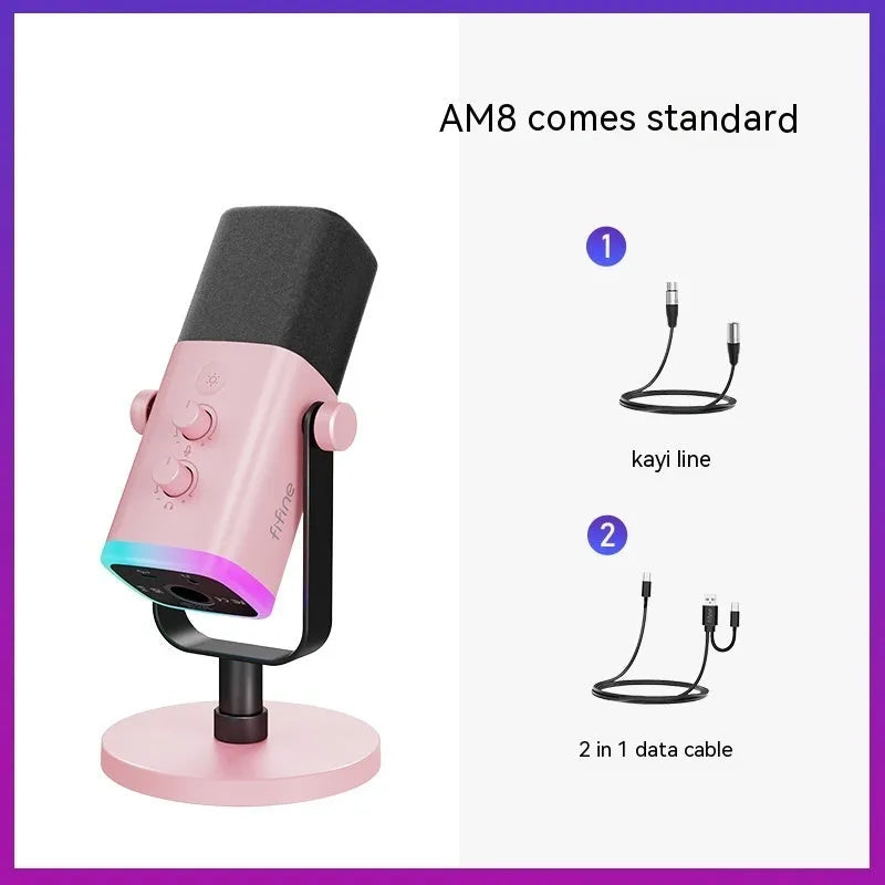 Dynamic noise reduction microphone in black colour with matching bracket and cables