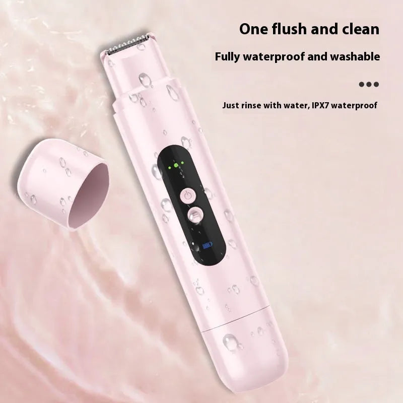 Household portable electric armpit body hair trimmer in white with floating blade USB rechargeable manual shaver