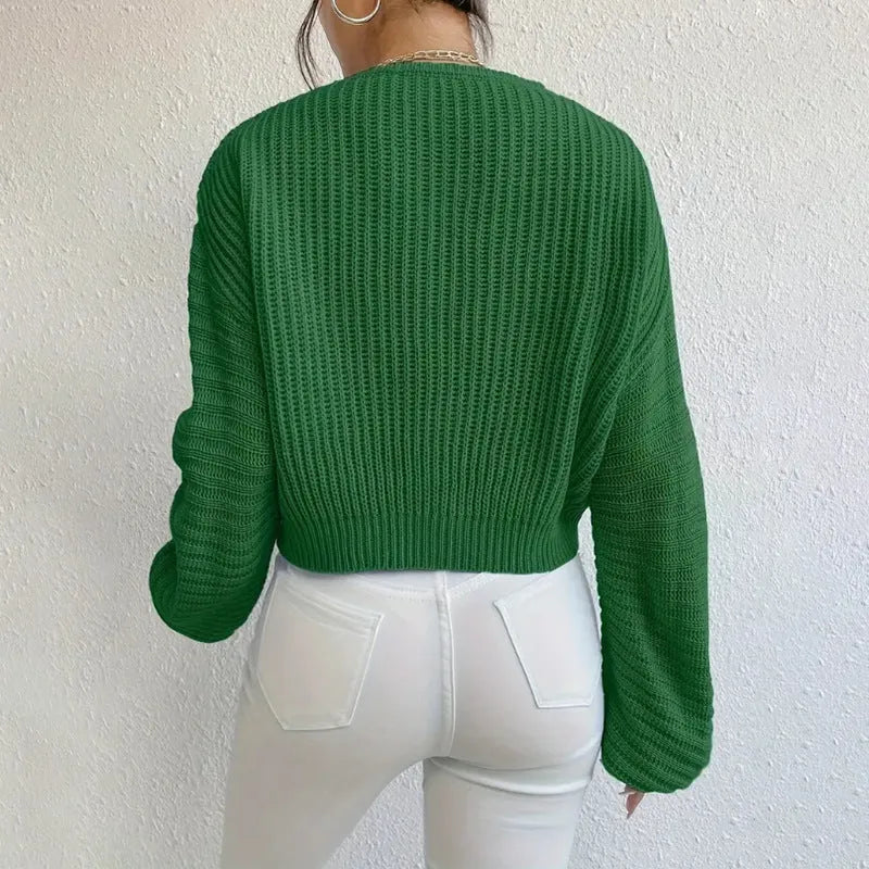 Solid colour long sleeve pullover for women in polyester, shown in available colours