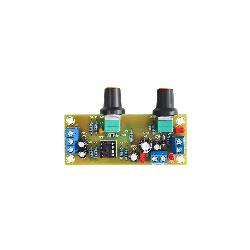 Single power supply 10-24V super dynamic bass boost front stage circuit board on FR-4 fiberglass.