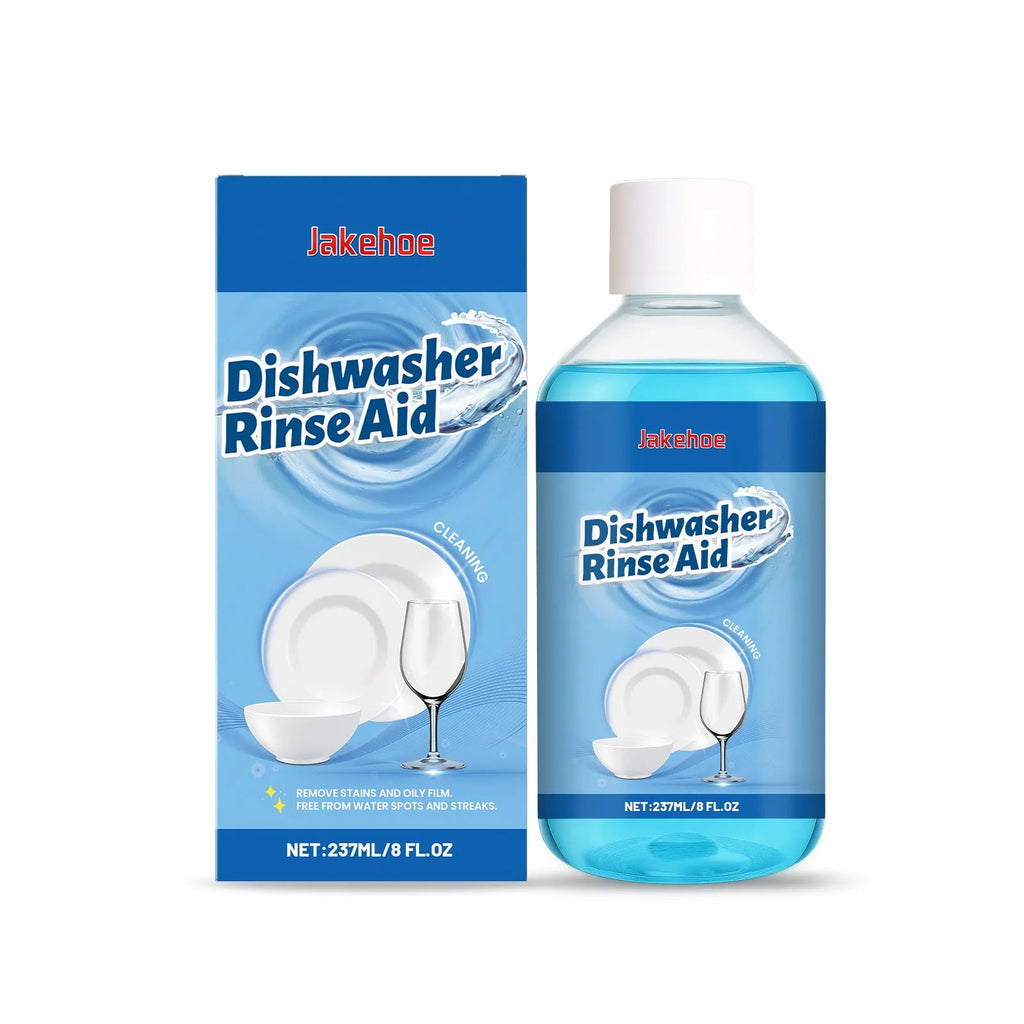 237ml bottle of liquid dishwasher detergent aid rinse agent for cleaning plates and kitchenware