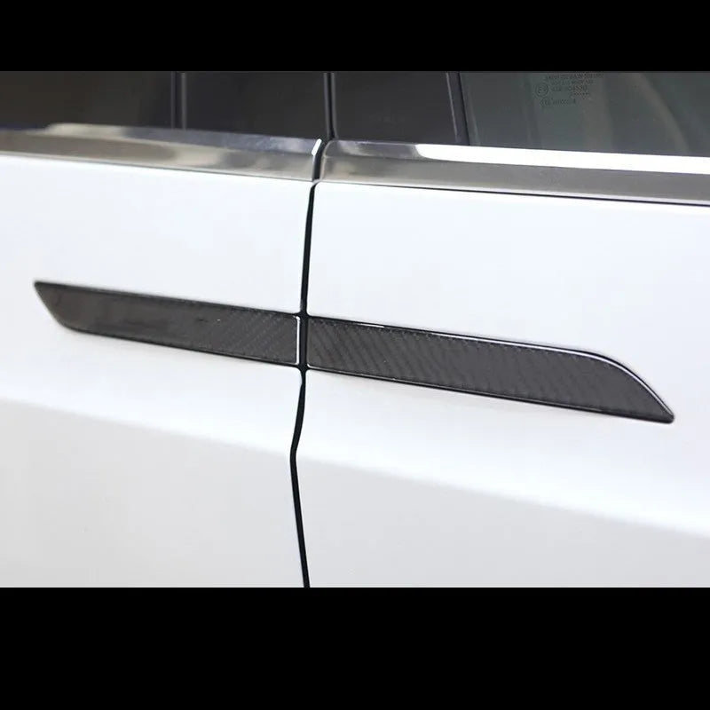 Carbon fibre door handle protection stickers for Tesla Model S in four-piece anti-scratch kit