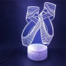 3D ballet shoe night light with colourful LED illumination and remote control