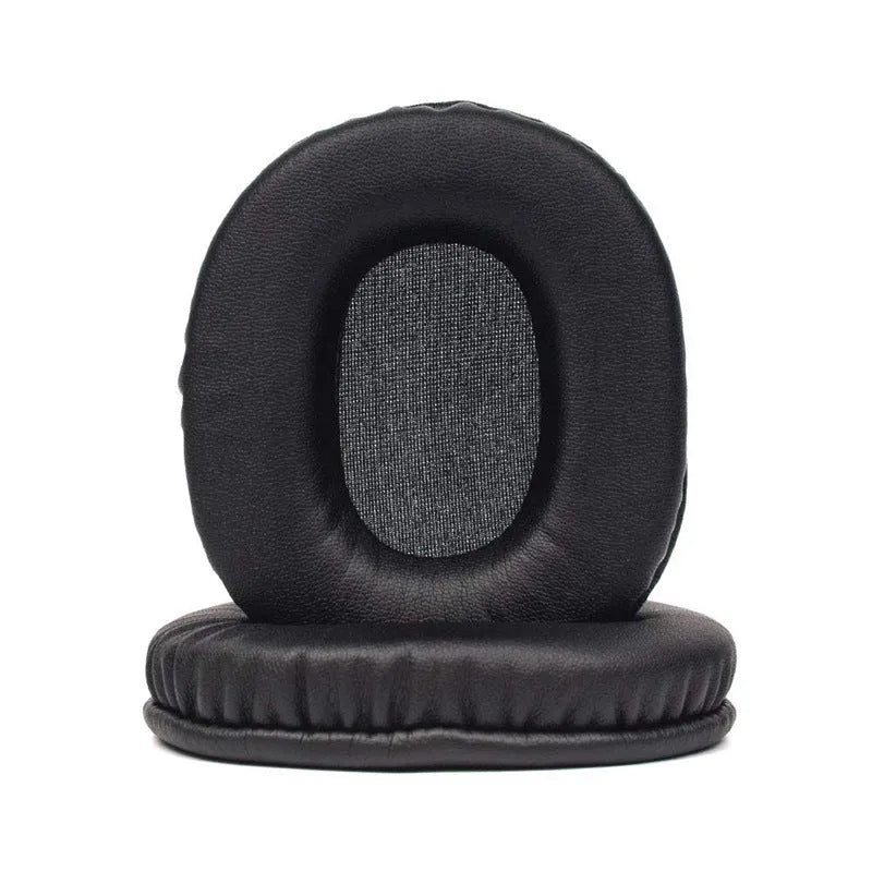 Black soft PU leather replacement headphone covers designed for Sony 1R model ear cushions.
