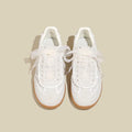 Women's Korean-style ugly-cute training shoes in gray solid colour, low top, front lace-up, natural rubber sole