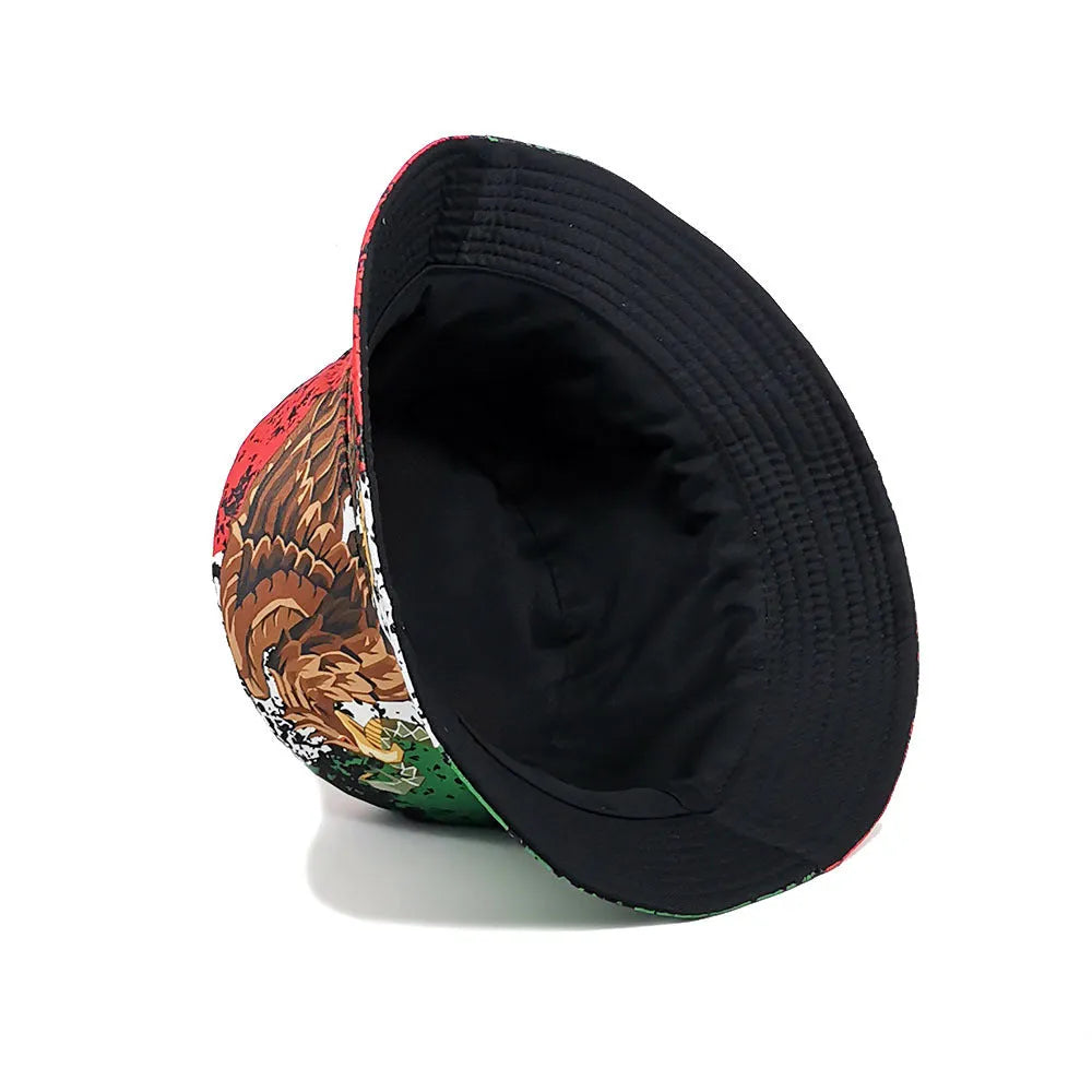 Eagle pattern retro bucket hat in M size 56-58cm, polyester dome crown, sun protection