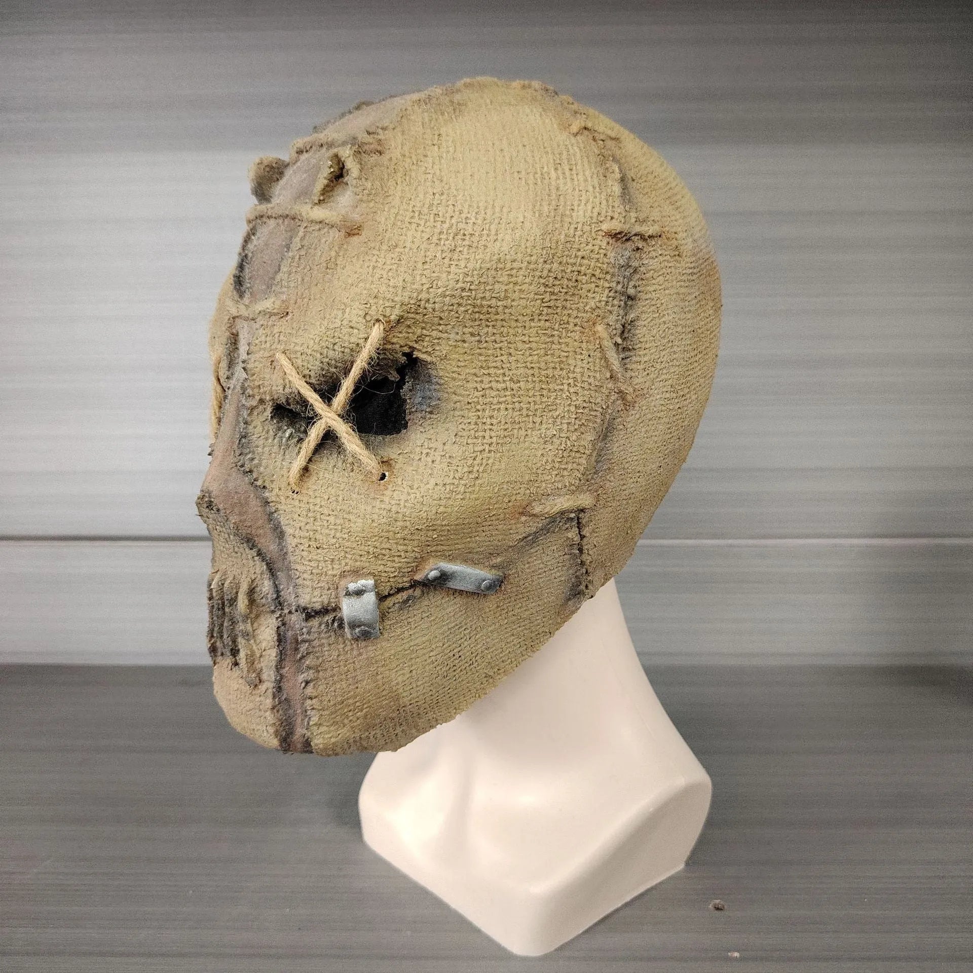 Latex scar skull horror mask head cover showing complete facial coverage dimensions