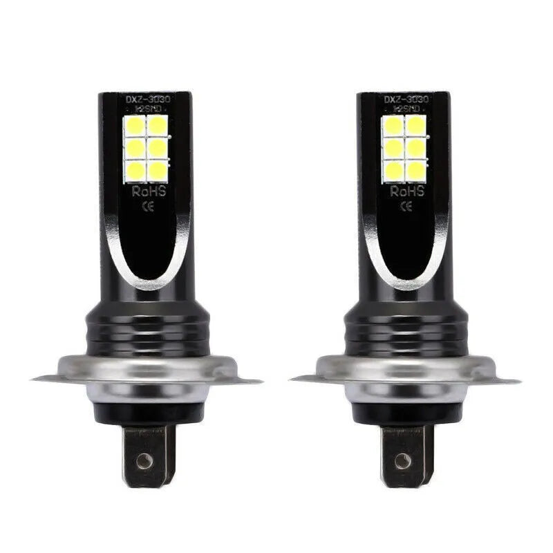H7 110W LED fog lights with 12 SMD beads and white aluminium housing