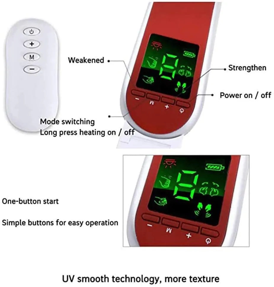 Infrared LED photon therapy V-shape slimming face massager with blue and red light modes and metal contacts