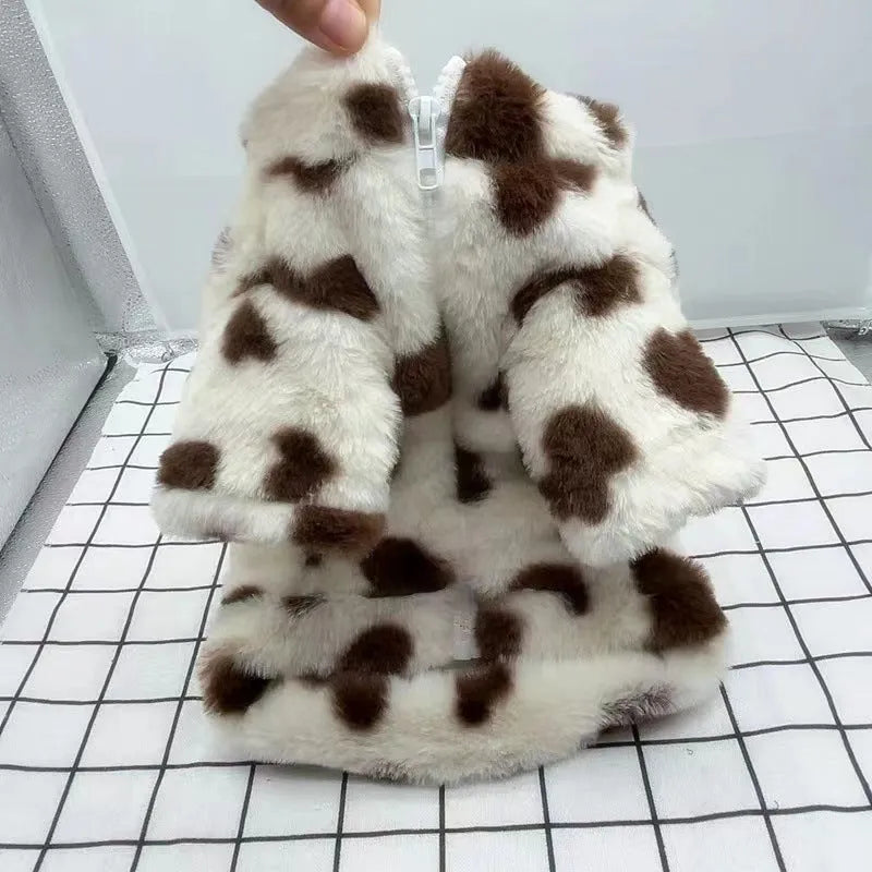 Polyester plush warm coat for small breed dogs in British style design
