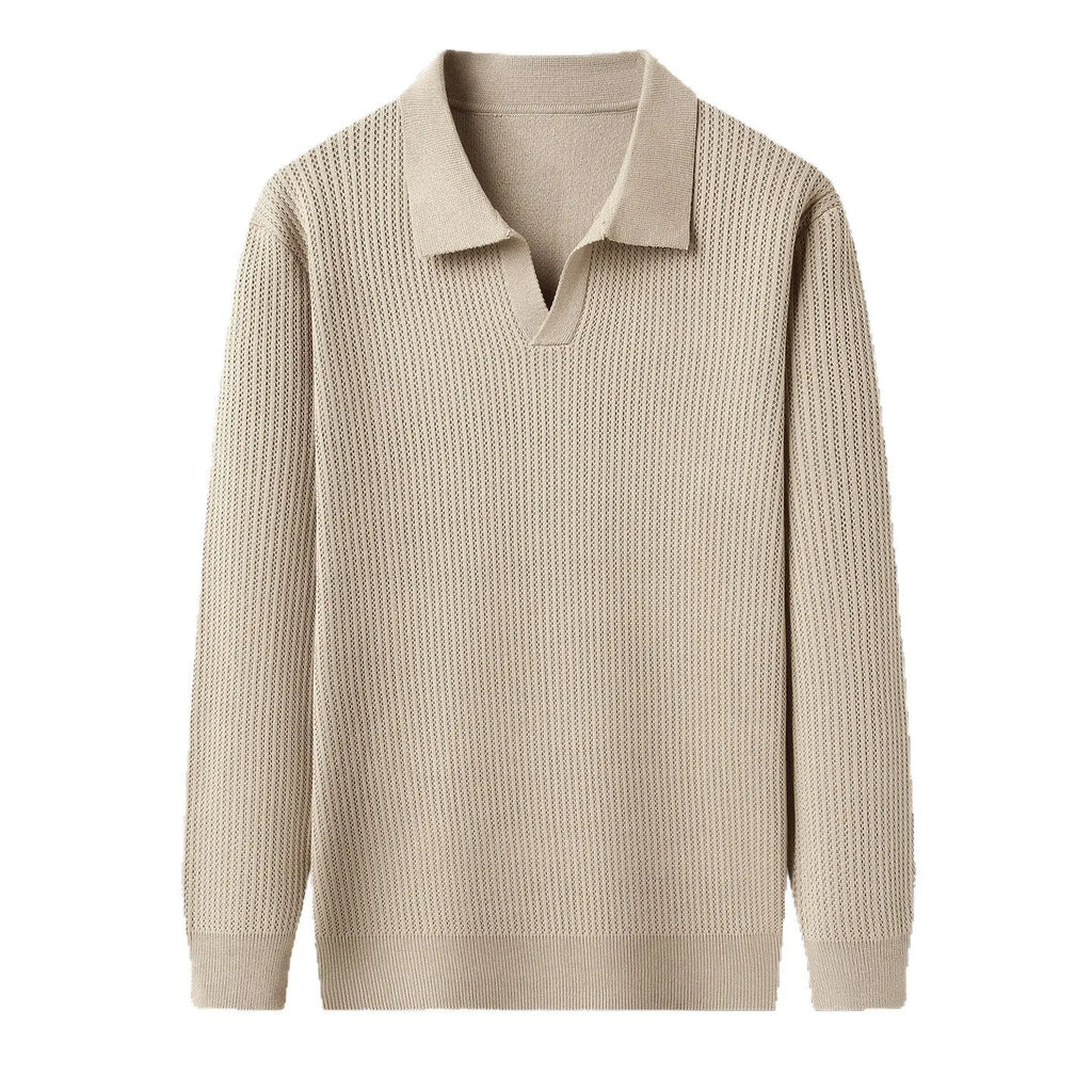 Men's loose fit casual pullover sweater in green for autumn inner wear and casual layering