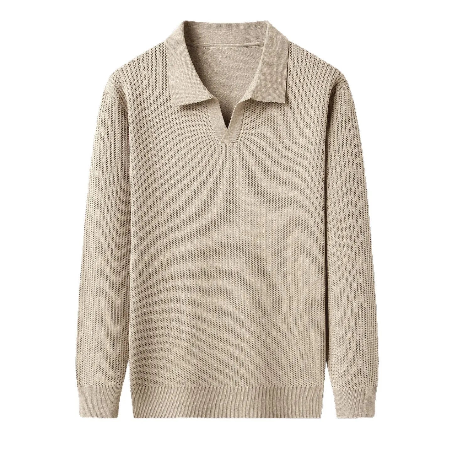 Men's loose fit casual pullover sweater in green for autumn inner wear and casual layering
