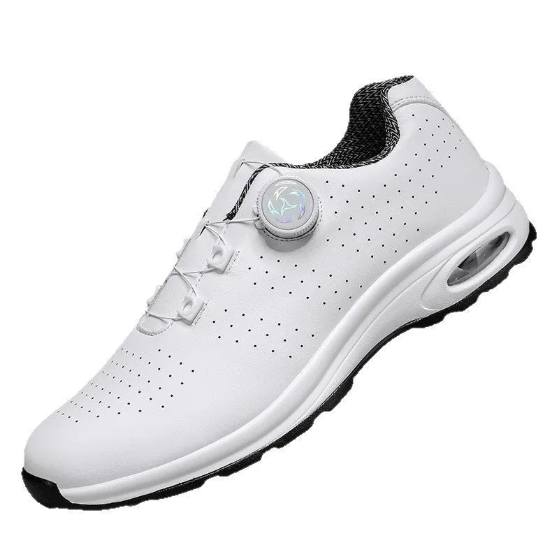 Men's black and white low-top mesh casual tennis shoes with cross straps and composite sole