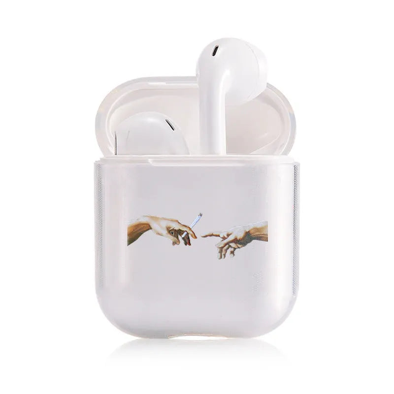 Transparent plastic protective case for Apple AirPods and AirPods Pro charging case.