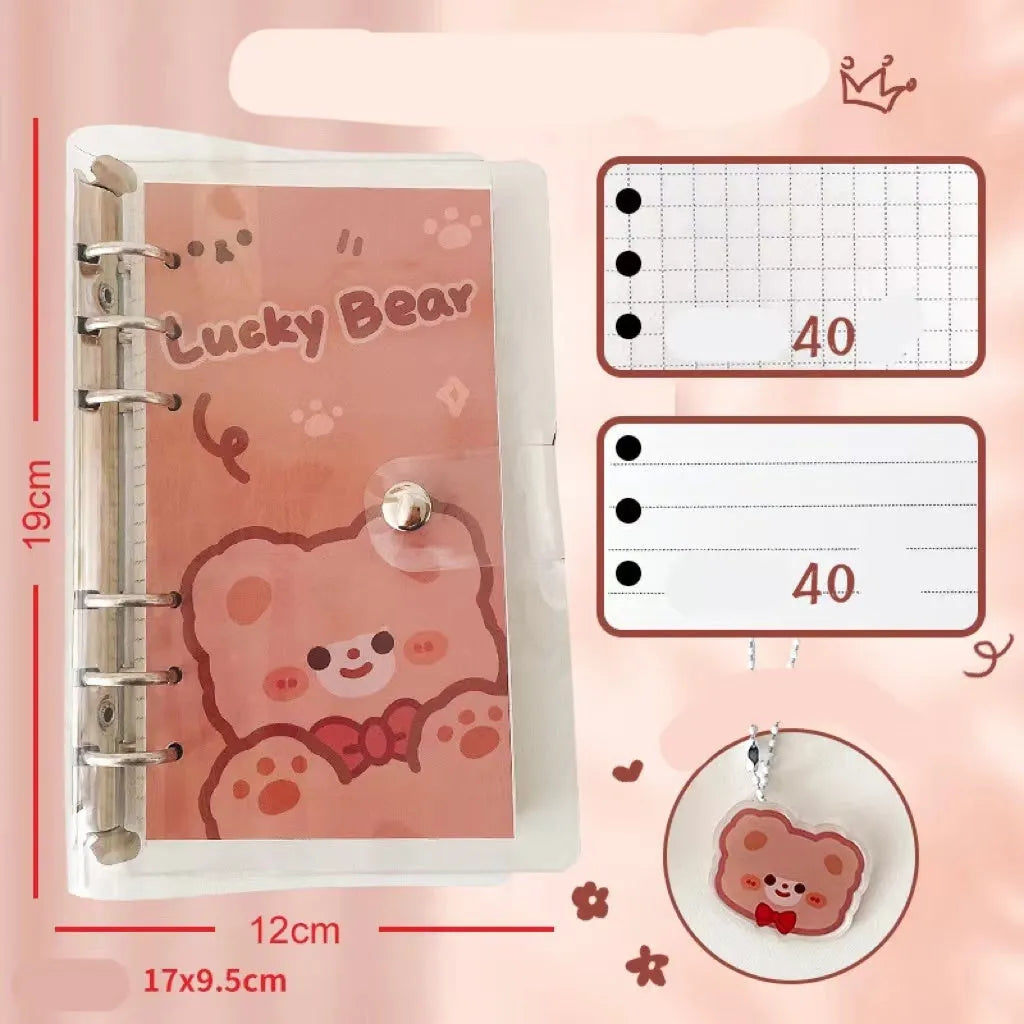 A6 loose-leaf notebook with heart cover, 80 pages of 70g double tape paper, 6-hole binding, 90x170mm
