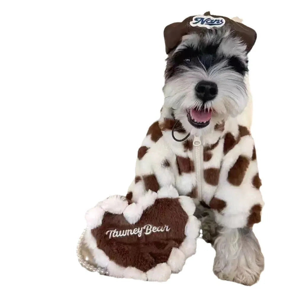 Polyester plush warm coat for small breed dogs in British style design