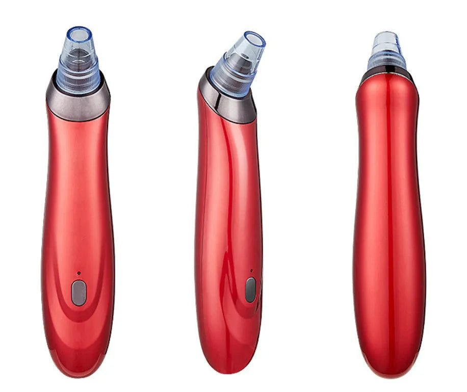 Electric blackhead remover device with multiple nozzle attachments for pore cleaning