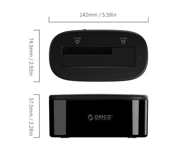 Portable Hardis black ABS SATA III hard drive docking station with USB 3.0 cable and 12V2A power adapter