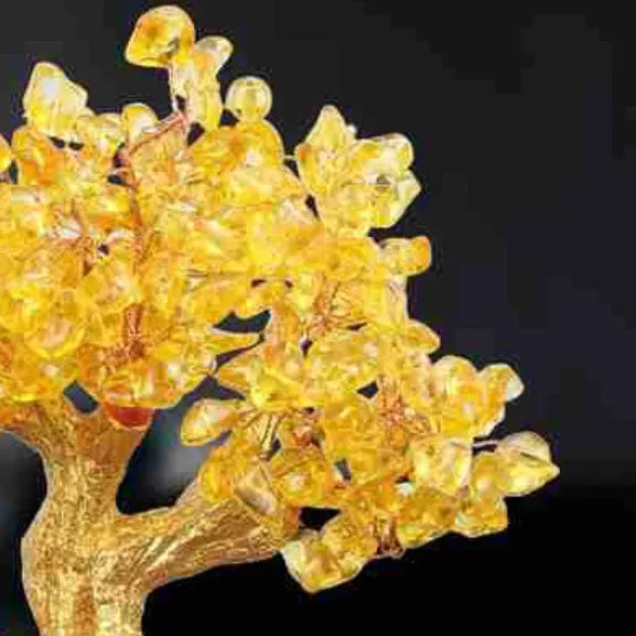 Citrine small water turtle money tree Feng Shui ornament in Chinese style