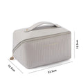 Vertical pattern pillow makeup bag in cubic shape with dimensions 22.5cm x 12.5cm x 12.5cm