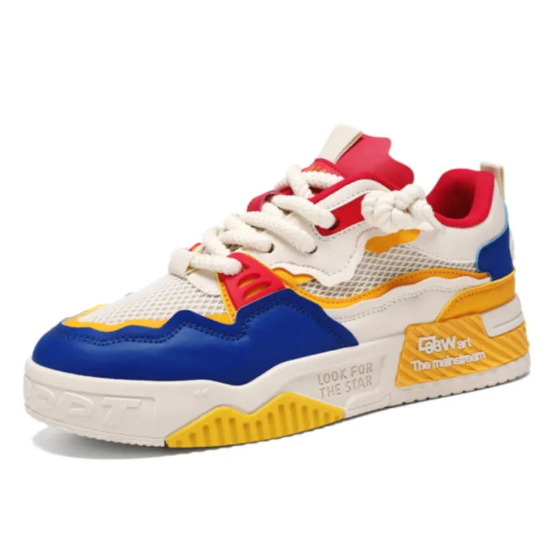 Men's casual board shoes with soft rubber sole, mesh lining, low-top flat heel, available in beige