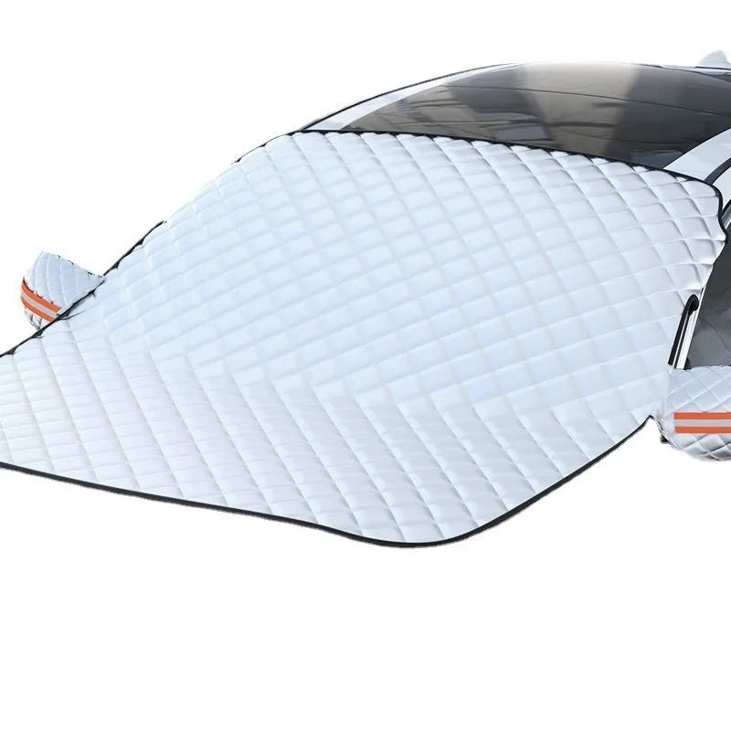 Aluminium foil car windshield cover with reflective edges and magnets for SUV frost protection