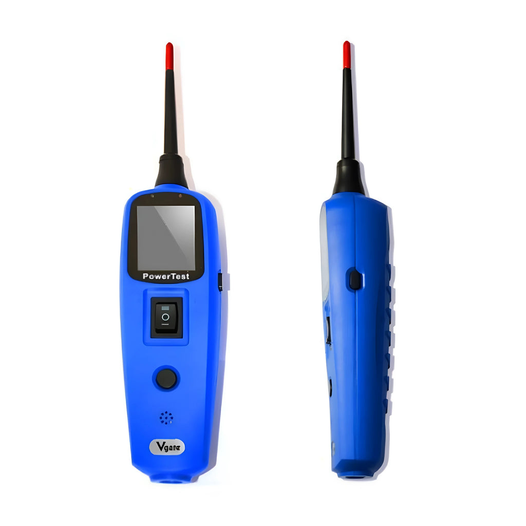 Blue automotive power circuit test pen with TFT colour display in rugged blow molded case