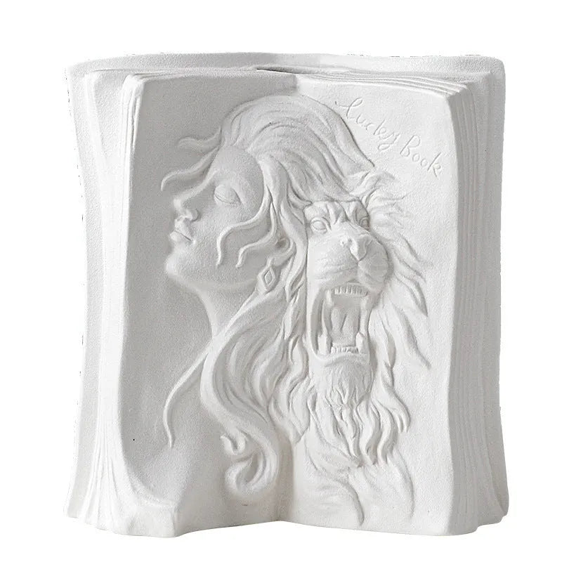 Ceramic decorative book stand with glazing surface in modern simple style