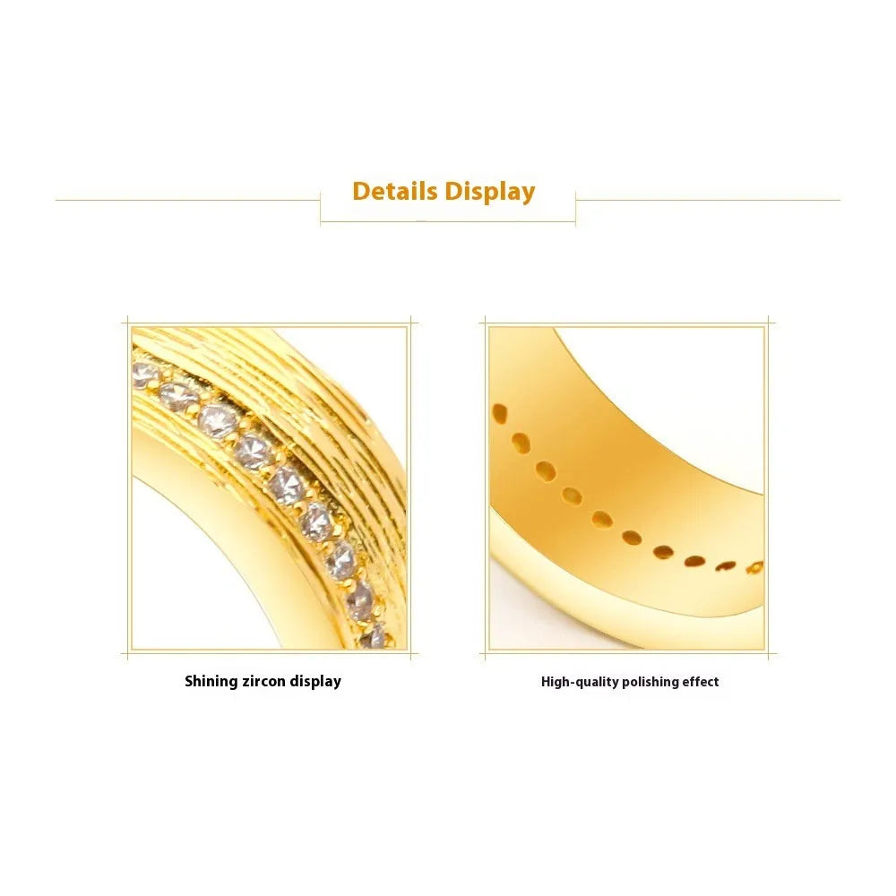 Gold geometric zircon ring for women in copper with electroplated finish