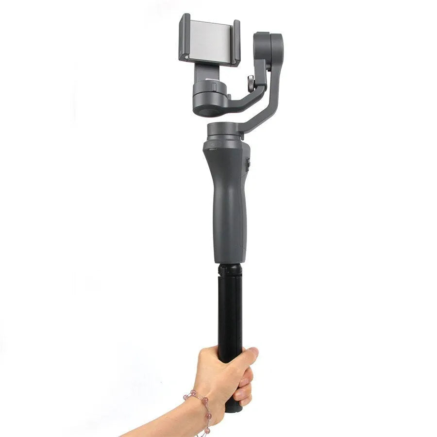 Black aluminium mobile phone tripod with stabiliser compatible with iPhone smartphones