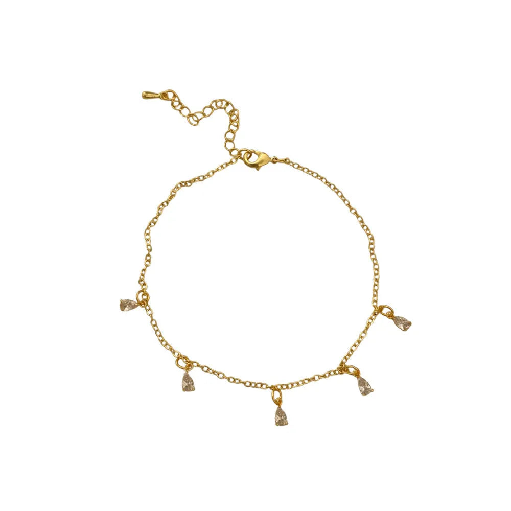 Zircon jewellery set with geometric necklace, earrings and anklet featuring meteor shower design elements
