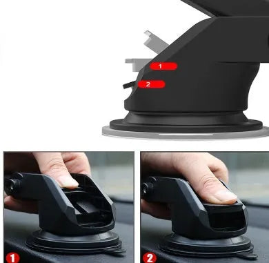 Universal telescopic long rod car phone bracket made from black ABS plastic.