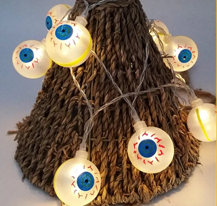 Halloween LED string lights with pumpkin, ghost, bat, and spider pendants measuring 1.2 metres
