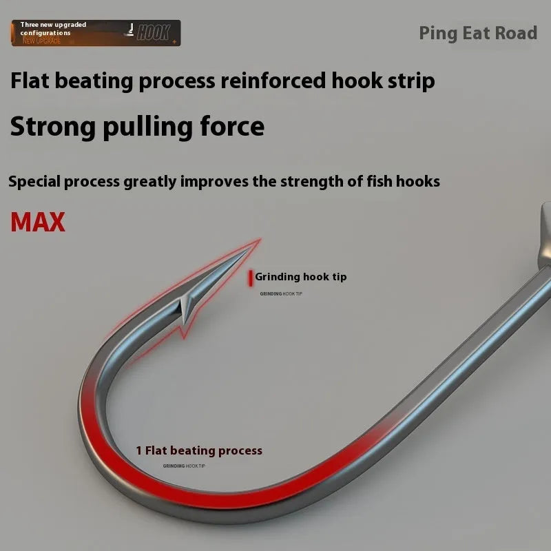 Enhanced steel jig hooks with primary colour filling in 50-piece set