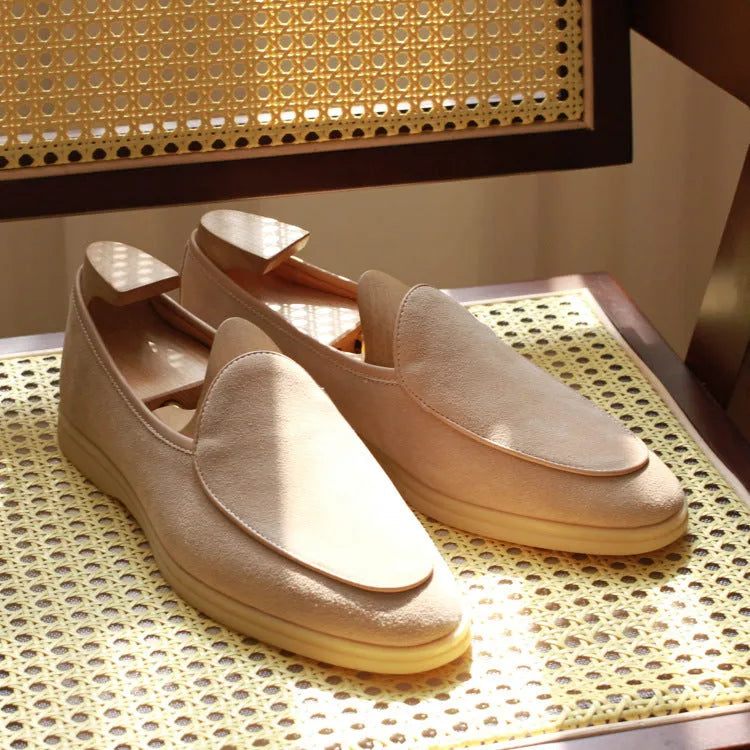 British handmade men's leather loafers in beige, black, brown, dark brown and white colours