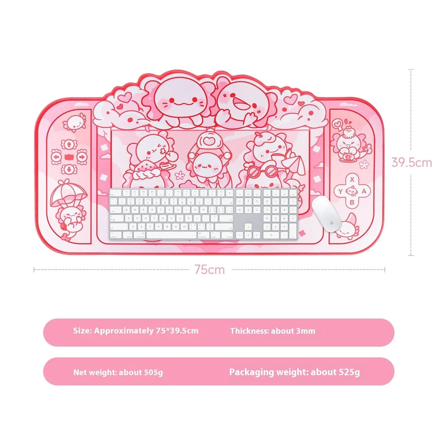 Hexagonal dragon crane machine cartoon anime large cloth mouse pad with wrist support, 75x40cm.
