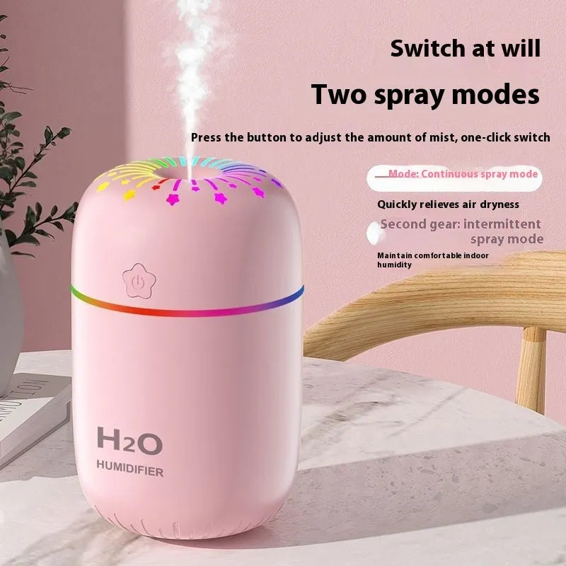 White USB portable mini humidifier with 300ml water tank on desk