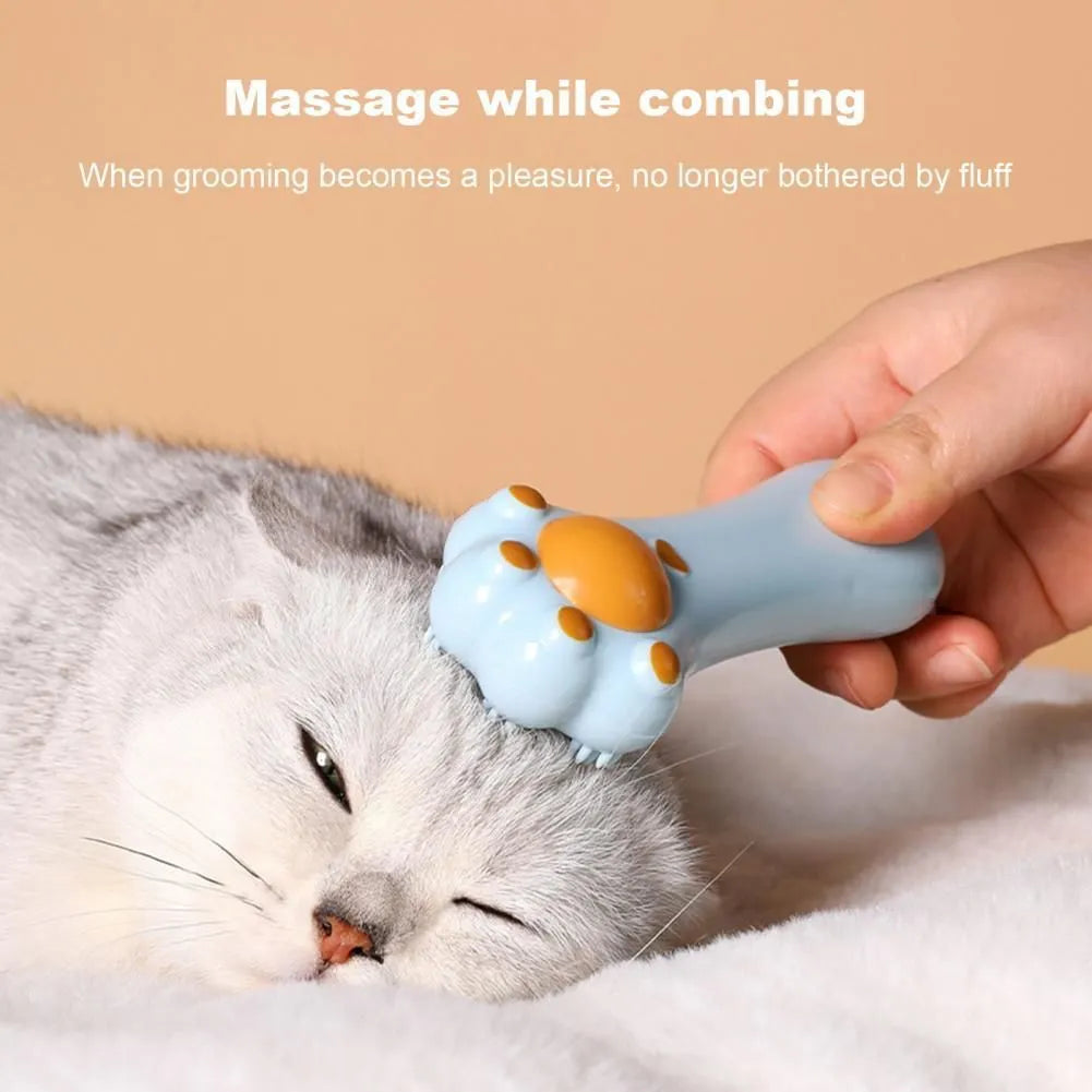Cartoon-design cat toy massage comb with catnip, shown in various colours.