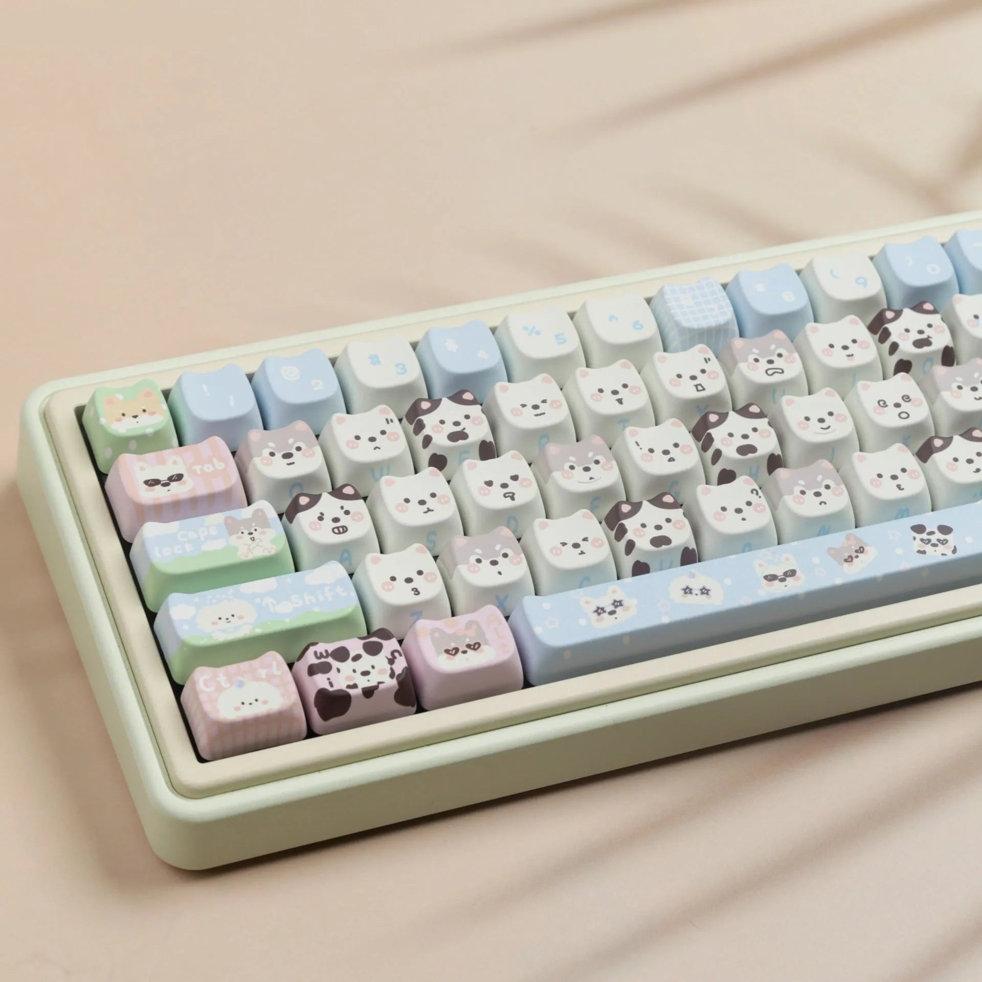 Full set of cute puppy PBT sublimation key caps for universal keyboards, 1.5 line length, 26 unit size