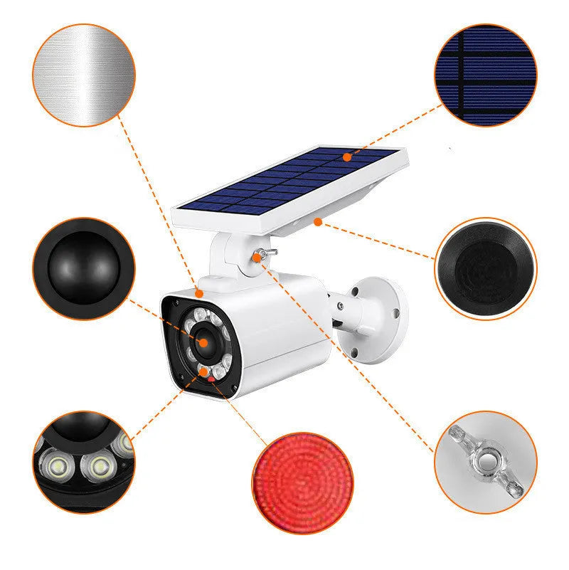 Solar simulation camera garden light with 5W LED, IP67, aluminium alloy white housing