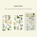 Huazhisen Series sticker material pack showing transfer paper and cotton linen sheets with forest and floral designs
