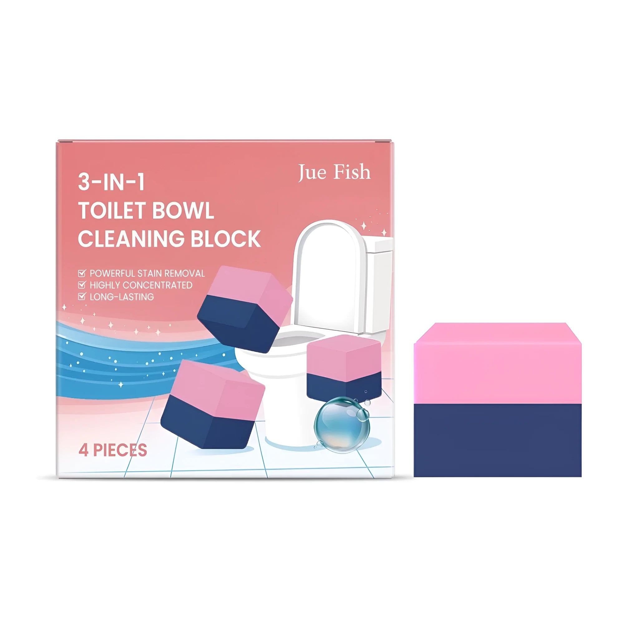 Four blue or white toilet cleaning blocks for cisterns in an open pack.