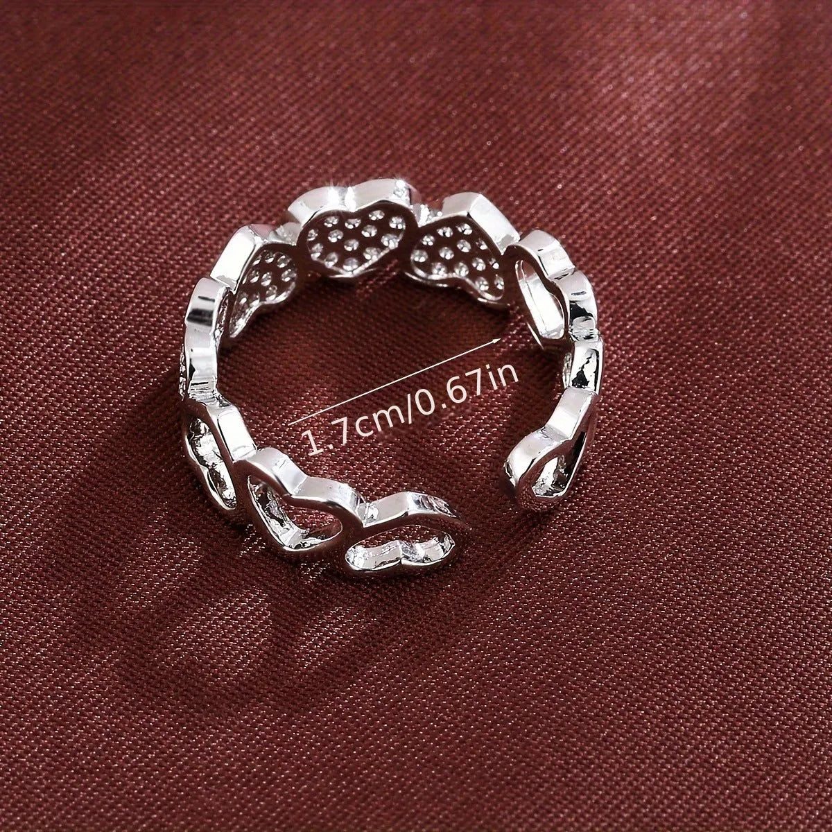 Adjustable opening couples ring with heart design in gold or silver finish