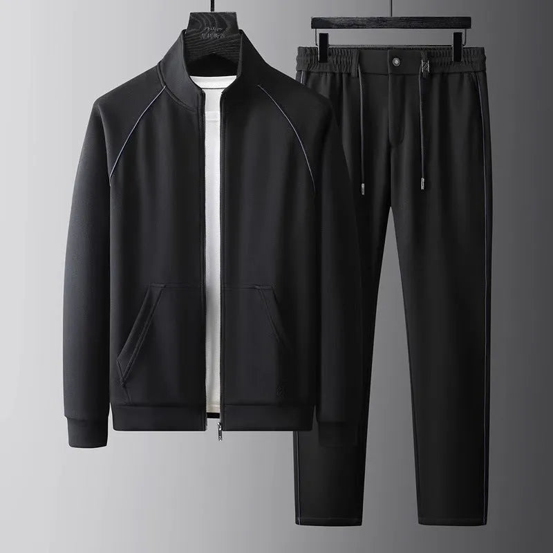 Stand collar sports suit in polyvinyl alcohol fibre with slim fit and long sleeves