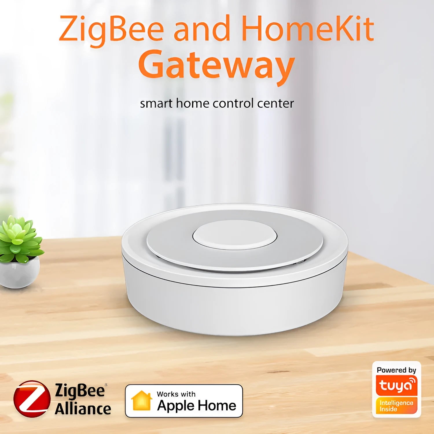 White intelligent ZigBee dual mode wired gateway home control hub 78mm