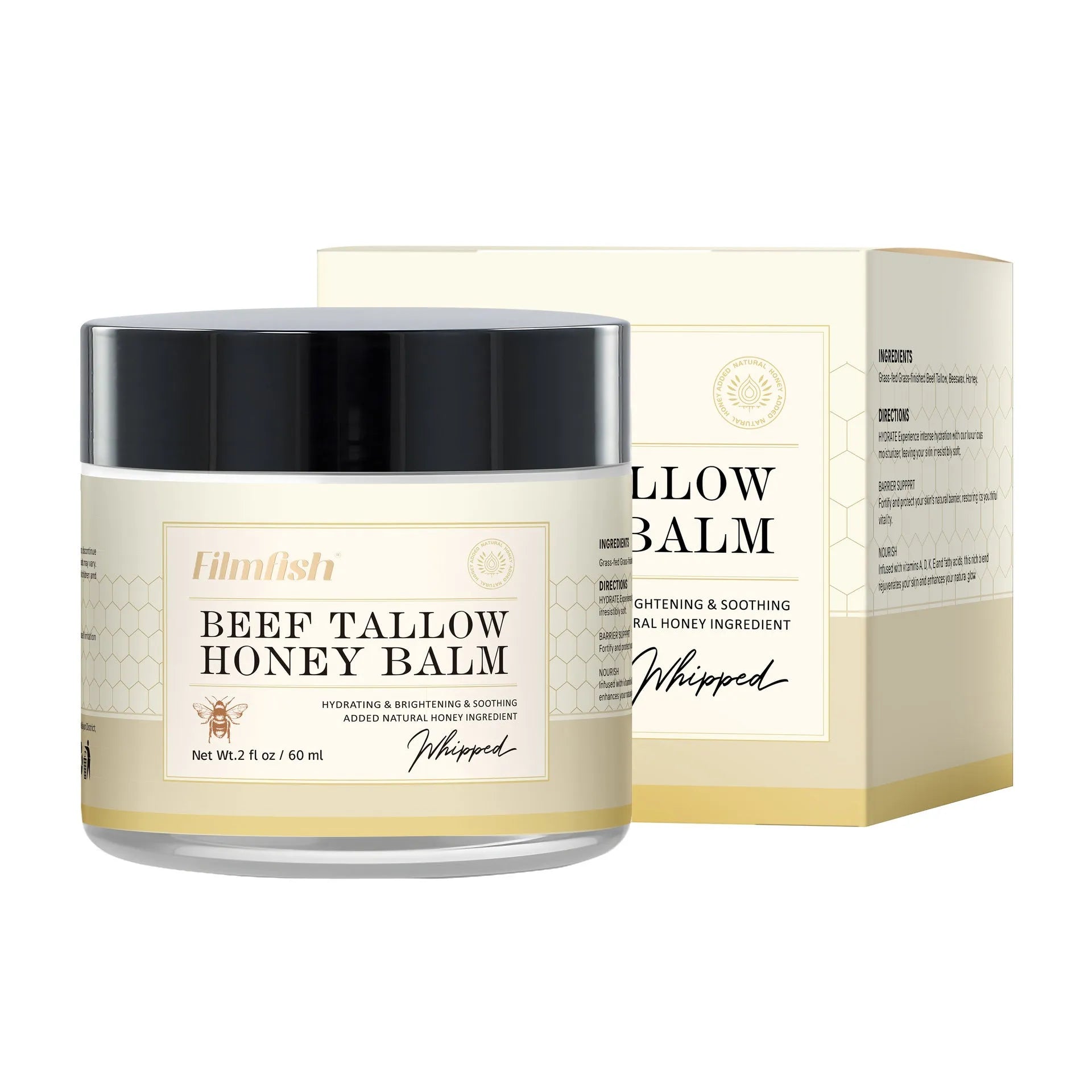 60ml honey moisturising body cream jar with refreshing nourishing skin care treatment