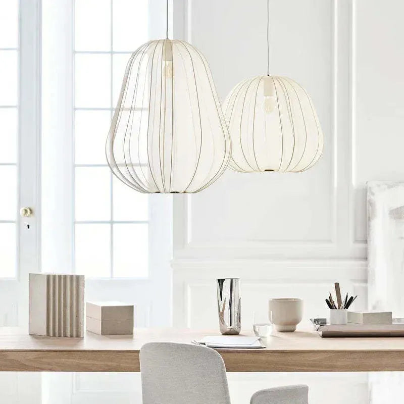 Japanese style pumpkin pendant ceiling lamp with iron construction and LED light source